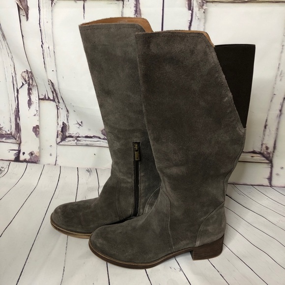 Lucky Brand Shoes - LUCKY BRAND tall leather gray brown heeled boots 8